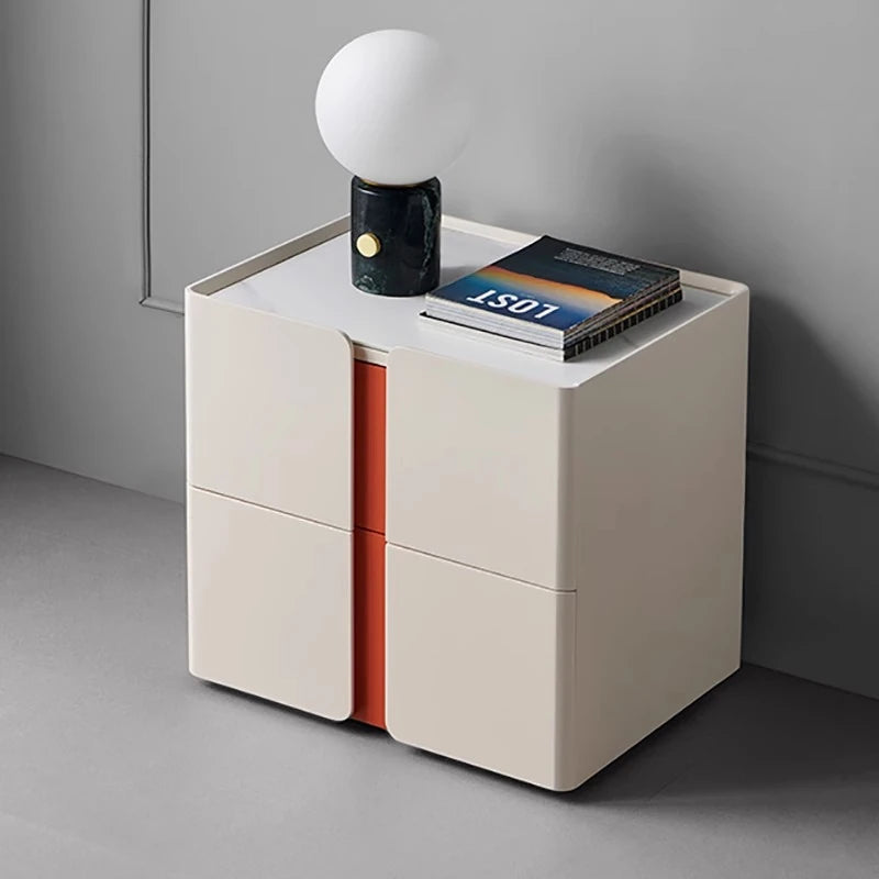 Modern Bedside Cupboard with Sleek Design – Density Board, Pine, Ceramic Sintered Stone & Metal Finish flsd-5189