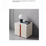 Modern Bedside Cupboard with Sleek Design – Density Board, Pine, Ceramic Sintered Stone & Metal Finish flsd-5189