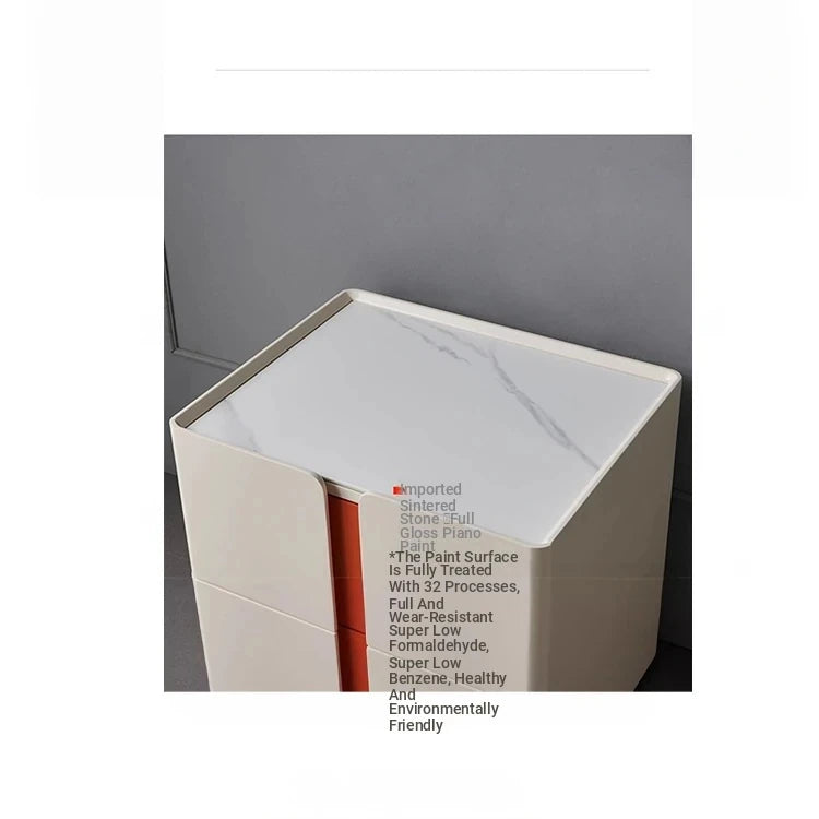 Modern Bedside Cupboard with Sleek Design – Density Board, Pine, Ceramic Sintered Stone & Metal Finish flsd-5189