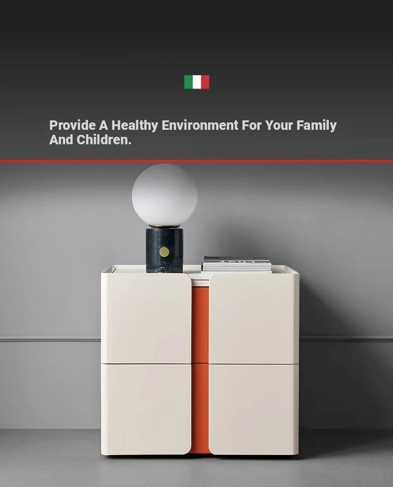 Modern Bedside Cupboard with Sleek Design – Density Board, Pine, Ceramic Sintered Stone & Metal Finish flsd-5189