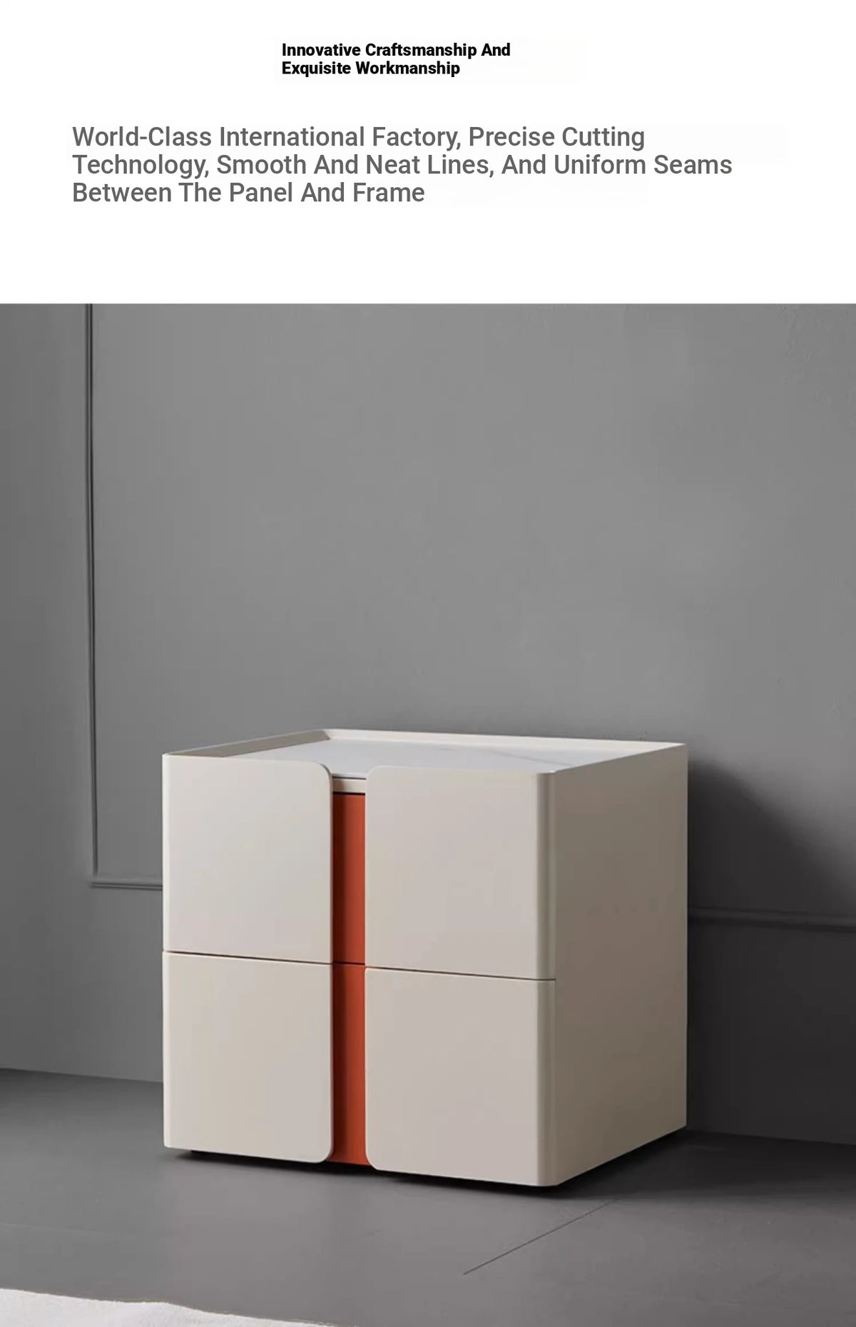 Modern Bedside Cupboard with Sleek Design – Density Board, Pine, Ceramic Sintered Stone & Metal Finish flsd-5189