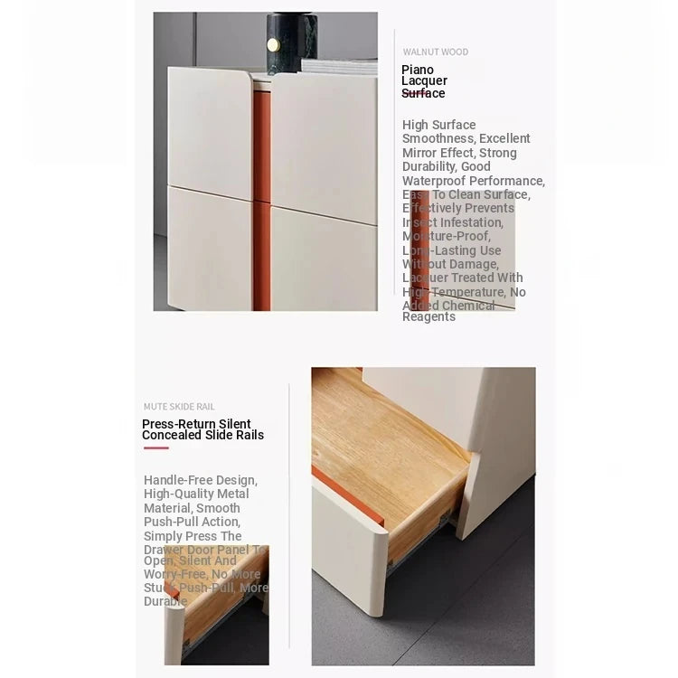 Modern Bedside Cupboard with Sleek Design – Density Board, Pine, Ceramic Sintered Stone & Metal Finish flsd-5189