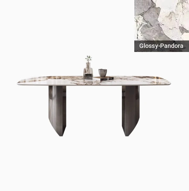 Elegant Ceramic Sintered Stone Dining Table with Stainless Steel Base - Modern Multi-Layer Design for Your Home flsd-5190