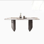 Elegant Ceramic Sintered Stone Dining Table with Stainless Steel Base - Modern Multi-Layer Design for Your Home flsd-5190