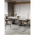 Elegant Ceramic Sintered Stone Dining Table with Stainless Steel Base - Modern Multi-Layer Design for Your Home flsd-5190