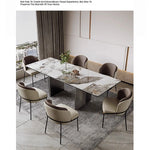 Elegant Ceramic Sintered Stone Dining Table with Stainless Steel Base - Modern Multi-Layer Design for Your Home flsd-5190