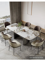 Elegant Ceramic Sintered Stone Dining Table with Stainless Steel Base - Modern Multi-Layer Design for Your Home flsd-5190
