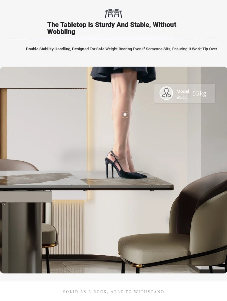 Elegant Ceramic Sintered Stone Dining Table with Stainless Steel Base - Modern Multi-Layer Design for Your Home flsd-5190