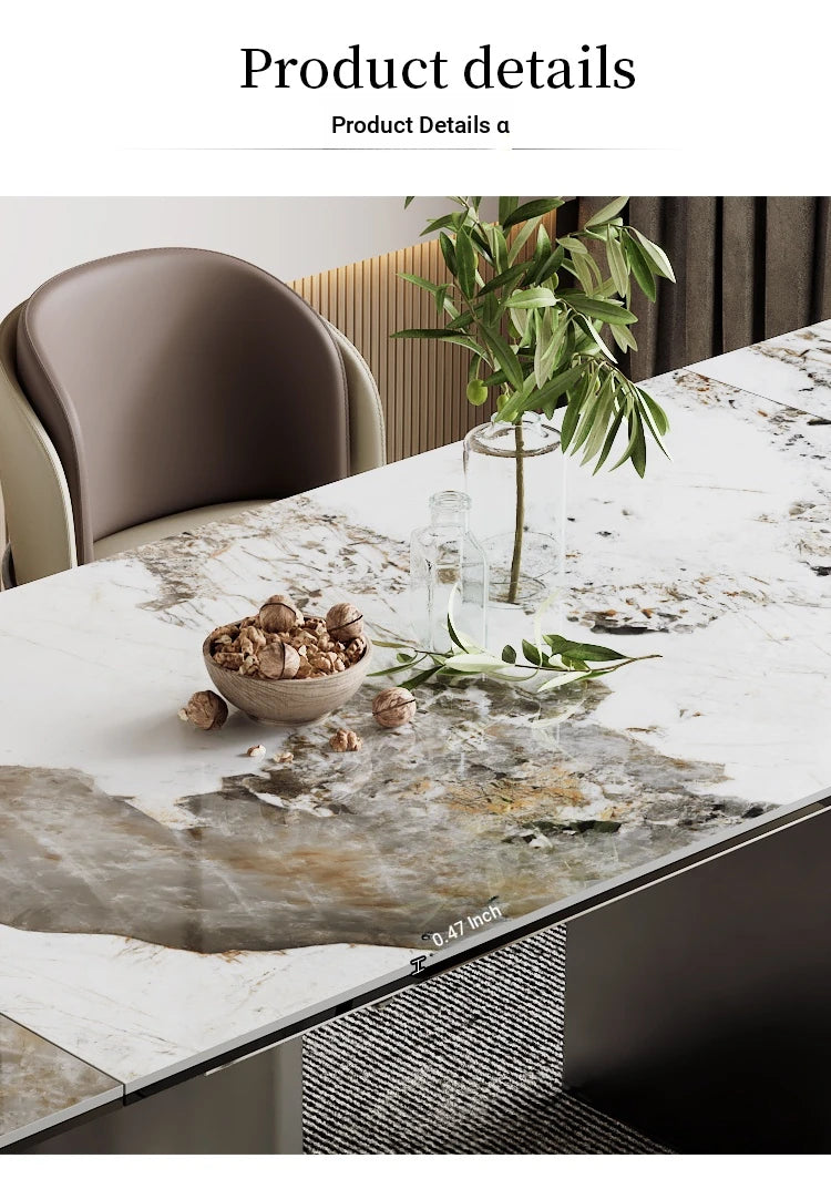 Elegant Ceramic Sintered Stone Dining Table with Stainless Steel Base - Modern Multi-Layer Design for Your Home flsd-5190