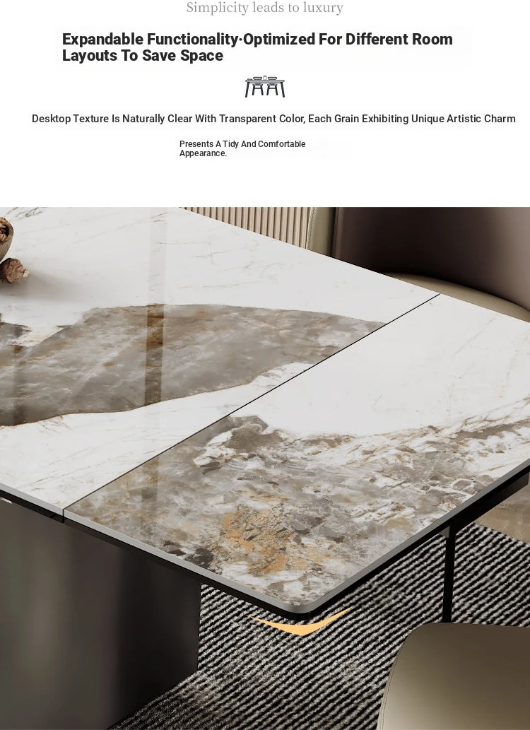 Elegant Ceramic Sintered Stone Dining Table with Stainless Steel Base - Modern Multi-Layer Design for Your Home flsd-5190