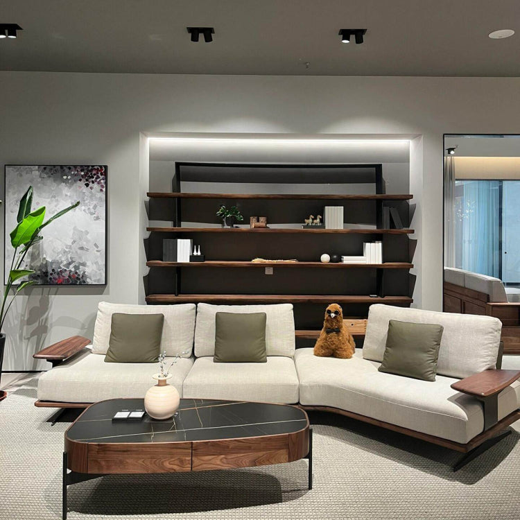 Solid Wood Sectional Sofa, Modern Chinese Style, Italian Minimalist Luxury fly-0422-78