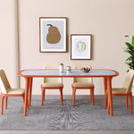 Sleek Matte White Sintered Stone & Ash Wood Dining Table – Modern Elegance for Your Home fmbs-002