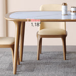 Sleek Matte White Sintered Stone & Ash Wood Dining Table – Modern Elegance for Your Home fmbs-002