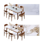 Sleek Matte White Sintered Stone & Ash Wood Dining Table – Modern Elegance for Your Home fmbs-002