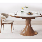 Elegant Glossy White Sintered Stone Table with Oak Wood Base for Modern Interiors fmbs-003