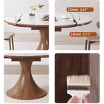 Elegant Glossy White Sintered Stone Table with Oak Wood Base for Modern Interiors fmbs-003