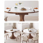 Elegant Glossy White Sintered Stone Table with Oak Wood Base for Modern Interiors fmbs-003