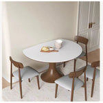 Elegant Glossy White Sintered Stone Table with Oak Wood Base for Modern Interiors fmbs-003