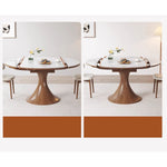 Elegant Glossy White Sintered Stone Table with Oak Wood Base for Modern Interiors fmbs-003