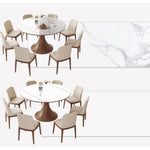 Elegant Glossy White Sintered Stone Table with Oak Wood Base for Modern Interiors fmbs-003