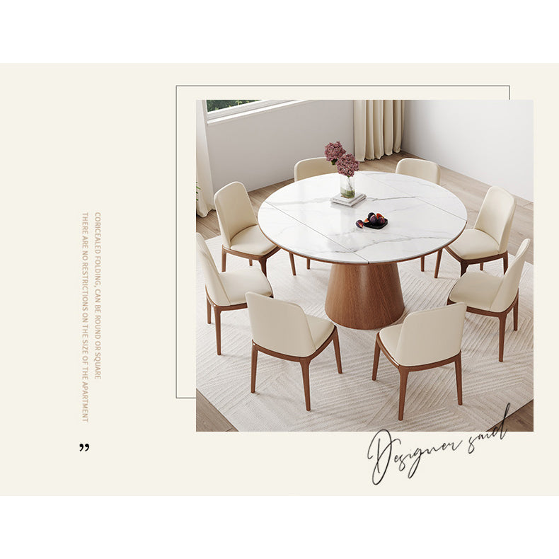 Modern Glossy White Sintered Stone Table with Oak Wood Base - Elegant Home Decor fmbs-004