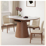 Modern Glossy White Sintered Stone Table with Oak Wood Base - Elegant Home Decor fmbs-004