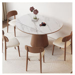 Modern Glossy White Sintered Stone Table with Oak Wood Base - Elegant Home Decor fmbs-004