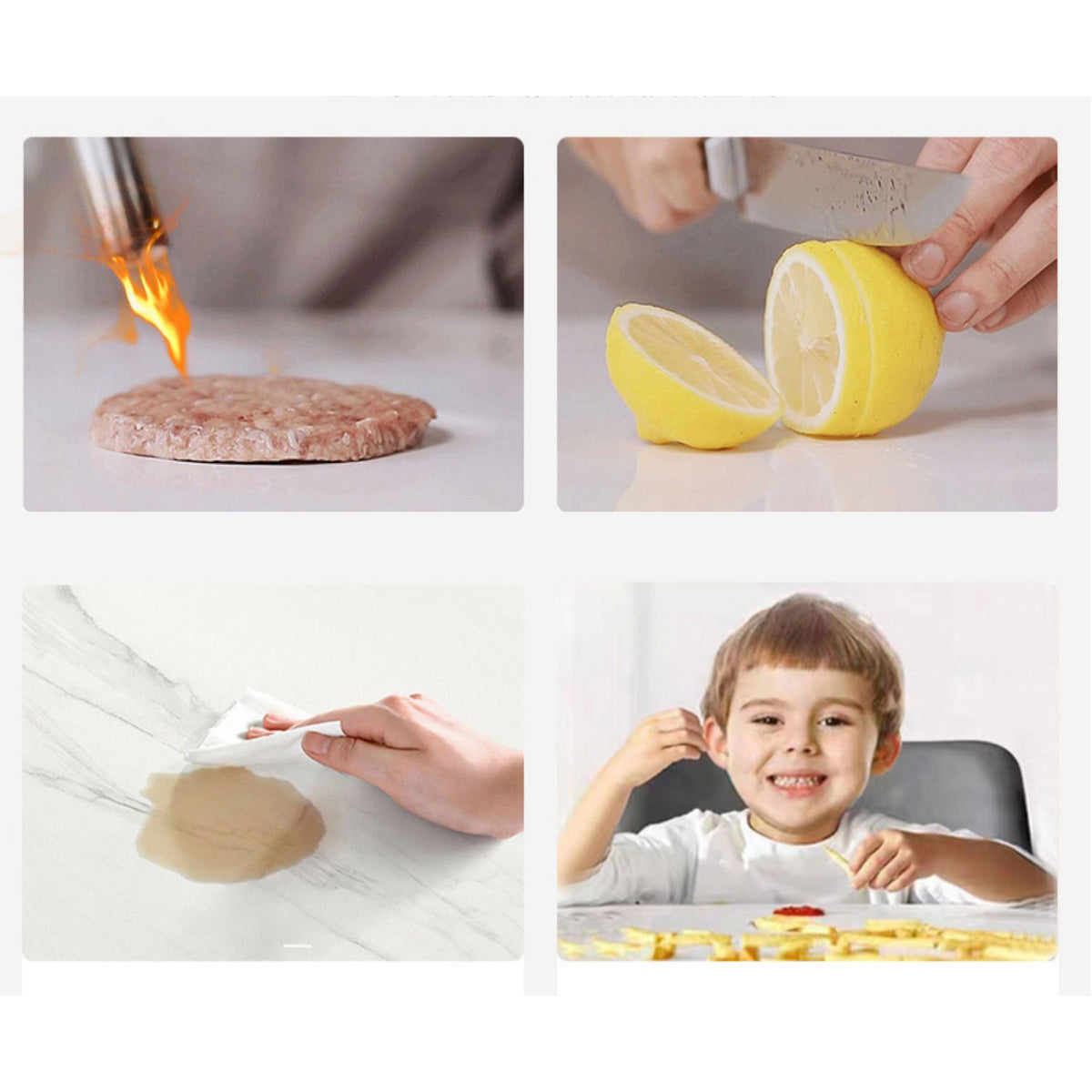 Modern Glossy White Sintered Stone Table with Oak Wood Base - Elegant Home Decor fmbs-004