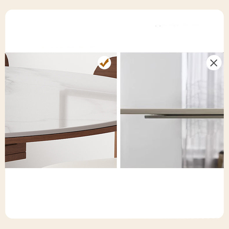 Modern Glossy White Sintered Stone Table with Oak Wood Base - Elegant Home Decor fmbs-004