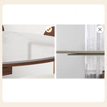 Modern Glossy White Sintered Stone Table with Oak Wood Base - Elegant Home Decor fmbs-004