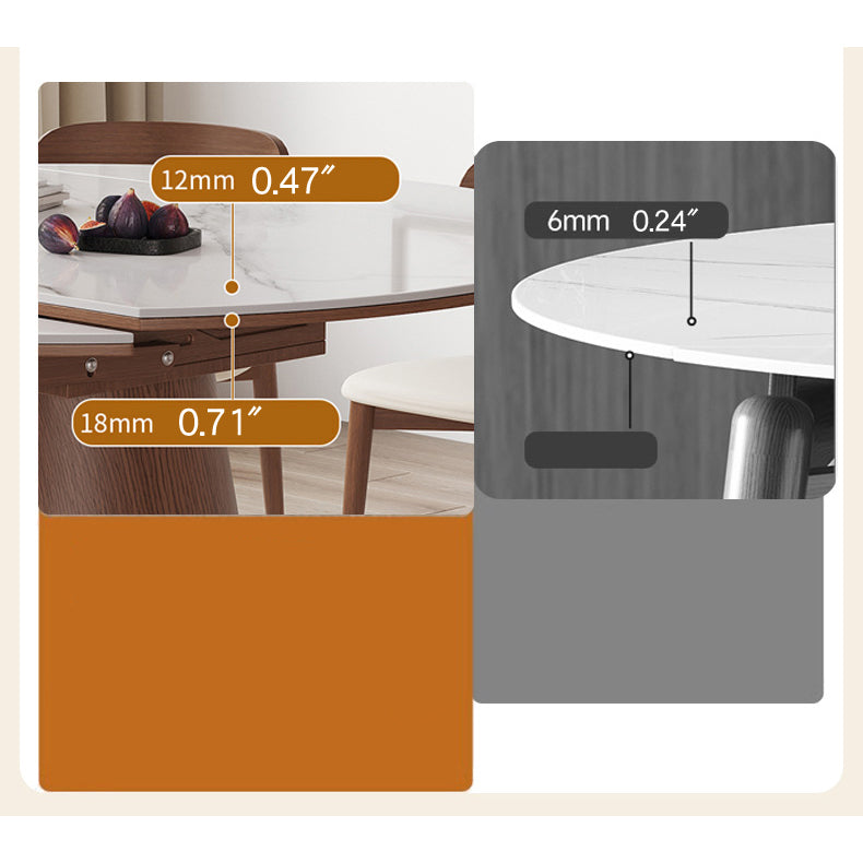 Modern Glossy White Sintered Stone Table with Oak Wood Base - Elegant Home Decor fmbs-004