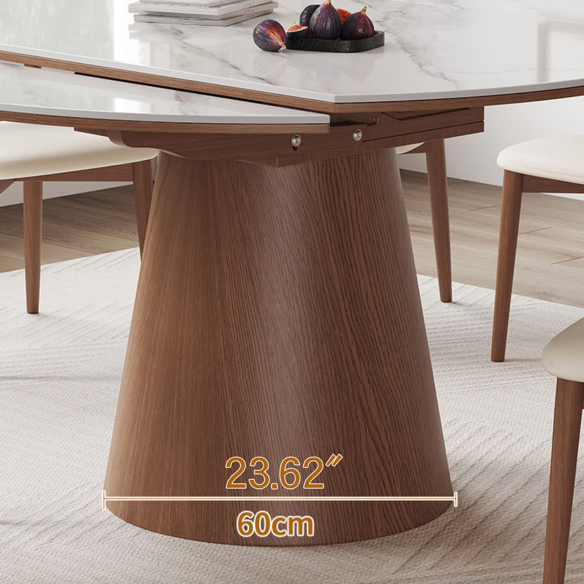 Modern Glossy White Sintered Stone Table with Oak Wood Base - Elegant Home Decor fmbs-004