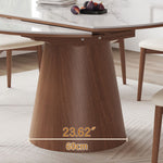 Modern Glossy White Sintered Stone Table with Oak Wood Base - Elegant Home Decor fmbs-004