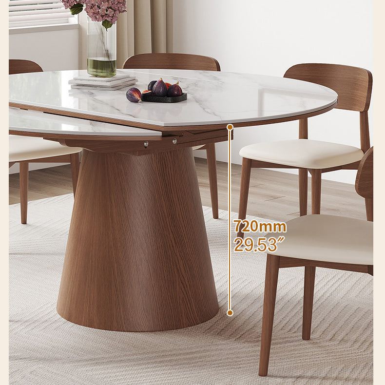 Modern Glossy White Sintered Stone Table with Oak Wood Base - Elegant Home Decor fmbs-004