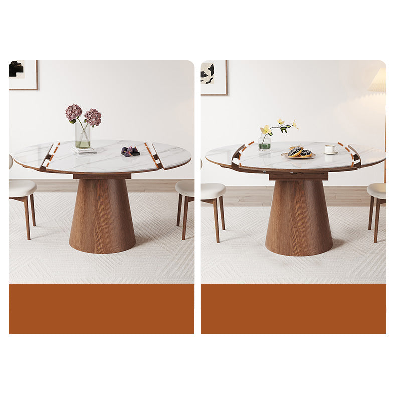 Modern Glossy White Sintered Stone Table with Oak Wood Base - Elegant Home Decor fmbs-004