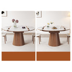 Modern Glossy White Sintered Stone Table with Oak Wood Base - Elegant Home Decor fmbs-004
