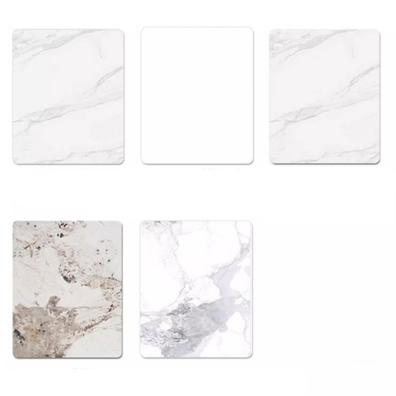 Modern Glossy White Sintered Stone Table with Oak Wood Base - Elegant Home Decor fmbs-004