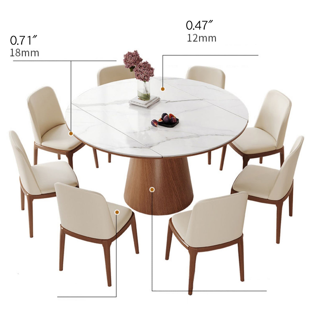 Modern Glossy White Sintered Stone Table with Oak Wood Base - Elegant Home Decor fmbs-004