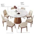 Modern Glossy White Sintered Stone Table with Oak Wood Base - Elegant Home Decor fmbs-004