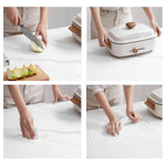 Elegant Glossy White Sintered Stone Table with Premium Ash Wood Base fmbs-005