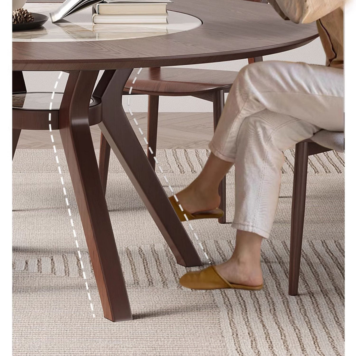 Elegant Glossy White Sintered Stone Table with Premium Ash Wood Base fmbs-005