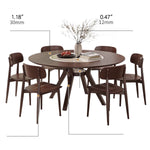 Elegant Glossy White Sintered Stone Table with Premium Ash Wood Base fmbs-005