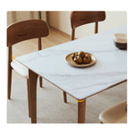 Stylish Brown Table with Natural Sintered Stone and Ash Wood Frame fmbs-006