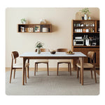Stylish Brown Table with Natural Sintered Stone and Ash Wood Frame fmbs-006