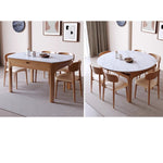 Sleek Brown Frame Table with Natural Sintered Stone & Ash Wood Finish fmbs-007