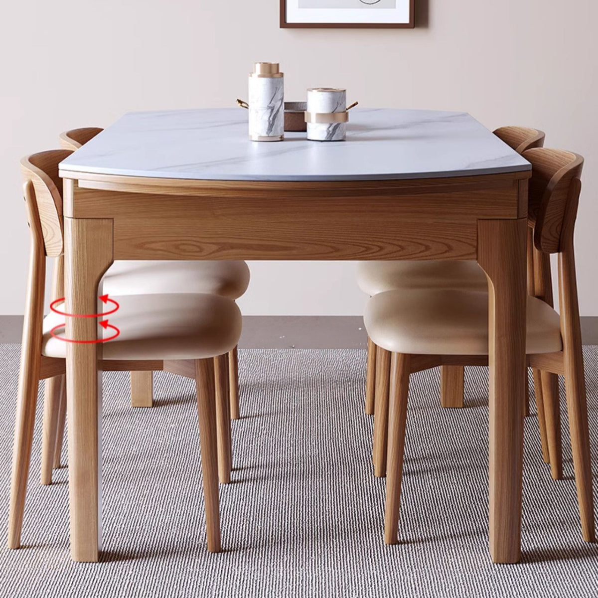 Sleek Brown Frame Table with Natural Sintered Stone & Ash Wood Finish fmbs-007