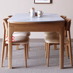 Sleek Brown Frame Table with Natural Sintered Stone & Ash Wood Finish fmbs-007