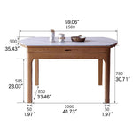 Sleek Brown Frame Table with Natural Sintered Stone & Ash Wood Finish fmbs-007