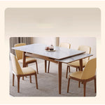 Elegant Brown Framed Table with Natural Sintered Stone and Ash Wood Finish fmbs-008