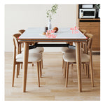 Elegant Brown Framed Table with Natural Sintered Stone and Ash Wood Finish fmbs-008